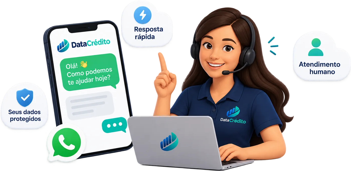 Atendente DataCrédito pronta para ajudar